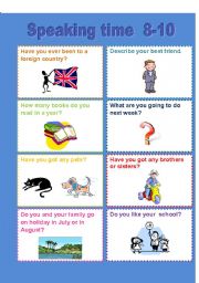 English Worksheet: Speaking time 8