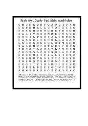 English worksheet: pirate crossword
