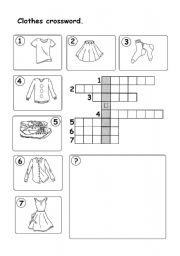 English Worksheet: Clothes crossword