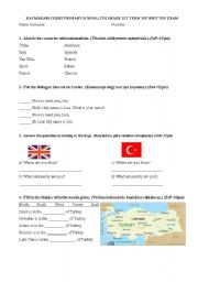 English Worksheet: 5th grade exam/worksheet (for Turkish students)