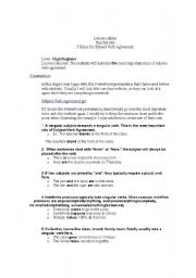 English Worksheet: Subject Verb Agreement 
