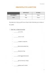 English Worksheet: Demonstratives
