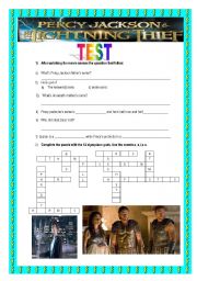 English Worksheet: Percy Jackson and the Lightning Thief