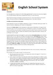 English Worksheet: English School System