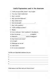 English worksheet: Useful Expressions used in the classroom