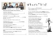 English Worksheet: whats this? fall out boy