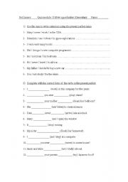 English Worksheet: new opportunities elementary - quiz module 15