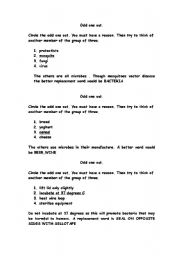 English Worksheet: circle odd one out