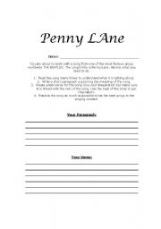 English Worksheet: Penny Lane