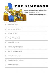 English Worksheet: The Simpsons (comparisons)