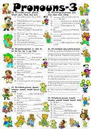 English Worksheet: Exercises on Pronouns (Editable with Key)