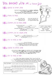 English Worksheet: Song: You belong with me - Taylor Swift