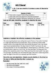 English Worksheet: Let it snow - reading and writing task