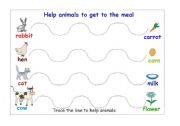 English worksheet: Help animals to get to the meal 3