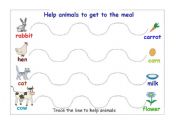 English Worksheet: Help animals to get to the meal 3