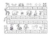 English Worksheet: Animal Board Game (bw)