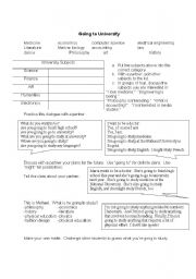 English Worksheet: going to the university