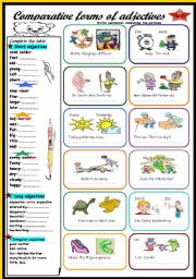 English Worksheet: Comparative forms of adjectives(2 pages)