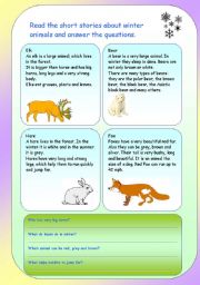 Winter animals. Reading comprehension .