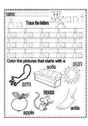 English Worksheet: Tracing letter a