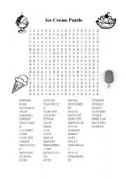 English Worksheet: Ice Cream Puzzle