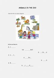 English worksheet: The Zoo part 1