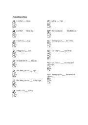 English worksheet: Prepositions of time