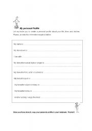 English worksheet: Personal Profile