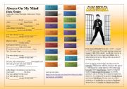 English Worksheet: SONG: ELVIS PRESLEY - Always On My Mind