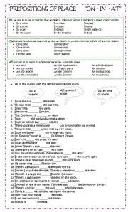 English Worksheet: Preposition of place: on - in - at