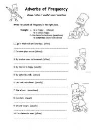 English Worksheet: adverbs of frecuency