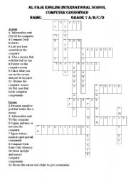 English Worksheet: Computer Crossword