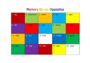 English Worksheet: Memory Game - Opposites