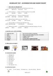 English worksheet: Holiday resort/ Accomodation vocab test