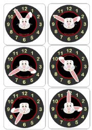 English Worksheet: Telling the time with Hunny Bunny - More clock/time flashcards (incl. words cards -EDITABLE)