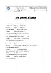 English Worksheet: jack and emma in turkey