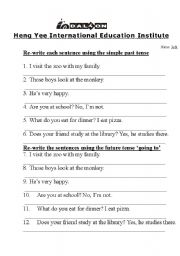 English worksheet: past tense