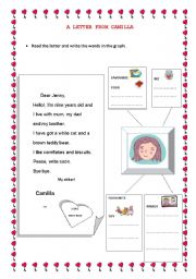 English Worksheet: A letter from Camilla