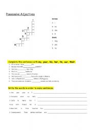 English worksheet: possessive adjectives