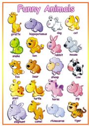 English Worksheet: Funny Animals