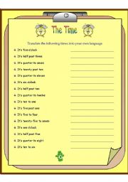 English worksheet: The Time (Young Learners)