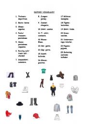 English worksheet: clothes vocabulary, fully editable