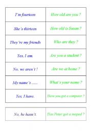 English worksheet: game- cards to revise basic grammar/function