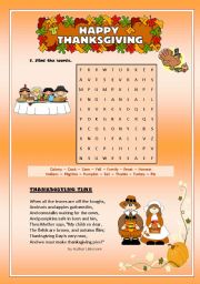 English Worksheet: Thanksgiving