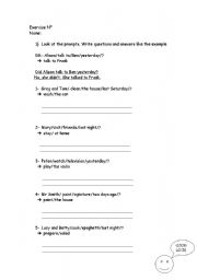 English worksheet: Simple Past: Interrogative