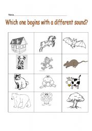 English worksheet: Phonics: Initial Sounds