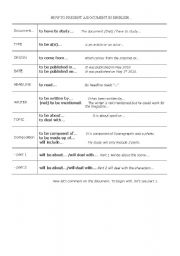 English worksheet: How to present a document in English