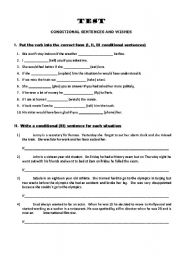 English Worksheet: Conditional sentences and wishes