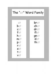 English worksheet: AT Words Family