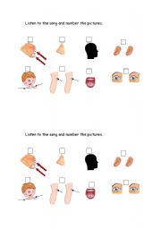 English worksheet: song: Head Shoulders Knees and Toes